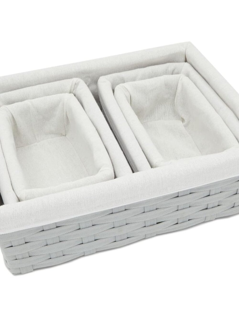 Wicker Nesting Baskets with Cloth Lining - 5-Pack Gray Rectangular Set - Stackab - Picture 8 of 10